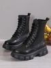 Chunky Platform Martin Boots For Women & Men - Low-Cut British Style Unisex Boots With Side Zipper & Round Toe_vogvips.com
