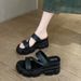 Women's High Heeled Sandals Stylish Versatile Non Slip Summer Thick Soled Roman Style Single Strap Thin Strap Simple Solid Color_vogvips.com