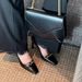 Heels For Women 2022 Autumn Winter New Niche Design Square Toe High Heel Metal Buckle Patent Leather Single Shoes_vogvips.com
