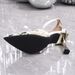 New Cross-border Spring-summer Floral Women's Shoes, Embroidered Shallow One-strap Toe Stiletto French Sandals, Pointed_vogvips.com