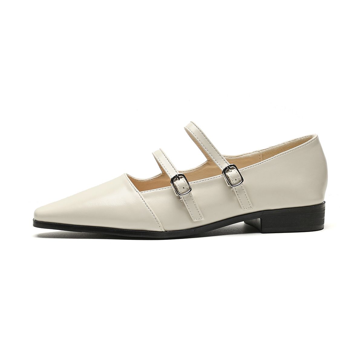 French Pointed Single Shoes Women's Flat Bottom With Mary Jane Shoes Shallow Mouth Korean Version Women's Shoes_vogvips.com