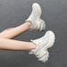 Silver Mesh Dad Shoes For Women 2025 Spring New Platform Thick Sole Height Increasing Slimming Lightweight Casual_vogvips.com