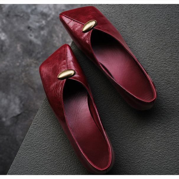 Women's Miniature Mary Jane Flat Shoes Niche Design Slanted Square Toe Leather Version_vogvips.com