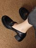 Soft Sheepskin Black High-Heeled Camellia Loafers 2025 Spring & Fall New British Style Slip-on Platform Shoes Women_vogvips.com