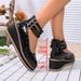SHLIANG Women's Patent Leather Wedge Heels Round Toe Miniature Heightening Spring Low Cut Single Shoes Buckle Strap High Heels V0161_vogvips.com