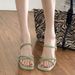 Comfortable Sandals For Women Summer 2024 New Style One Strap Backless Square Open Toe Chunky High Heel Slippers_vogvips.com