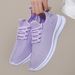 Lace Up Casual Sneakers Lavender Breathable Mesh Sports Shoes Tennis For Women_vogvips.com