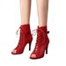 Cross-Border Plus Size European And American Fashion New Fish Mouth Hollow Mesh Cross Lace Buckle Sexy High Heel Dance_vogvips.com