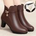 Mom Veratile Fleece-lined Short Boot Warm For Middle-aged And Elderly Women Autumn Winter Women' Mid-heel Cotton_vogvips.com