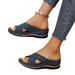 cross-border Women's 2025 New Model Wedge Flat Casual Slippers With Cross Straps, Solid Color, Large Size,_vogvips.com