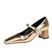 5288-K87 Style Banquet Women's Shoes With Thick Heel, Shallow Mouth, Square Straight Toe, And Rhinestone Buckle, Single_vogvips.com