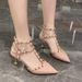 Rivet High-heeled Shoes, Fairy-style Summer New Elegant Pointed-toe Sandals For Women, With Thin Heels And Rivets,_vogvips.com