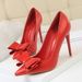 MTX 9511-18 Korean Style Fashion Sweet High Heels Thin Heel Elegant Slimming Shallow Mouth Pointed Toe Bowknot Single Shoes_vogvips.com