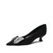 Cameido Women's Mid - Heeled Pointed - Toe Low - Cut Single - Sole Shoes With Rhinestone - Decorated Bows, Comfortable And Stylish Cat_vogvips.com
