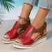 New Arrival Women's Large Size Thick Sole Peep Toe Roman Flat Sandals Buckle Strap Open Toe Casual Summer Daily Beach Walking Shoes_vogvips.com