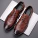 Euro Step Leather New Style Cowhide British Carved High-end Business Formal Derby Fashion Lace-up Youth Breathable Men's Shoes_vogvips.com