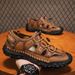Plus-Size Men's Shoes, Summer Hollow Breathable Mesh Shoes, Outdoor Sports Casual Shoes, Closed-Toe Sandals_vogvips.com