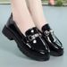 New Leather Shoes For Women Matte Light Black Shoes_vogvips.com