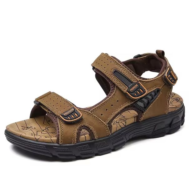 Hot Sale Summer Outdoor Non-slip Beach Sandals Handmade Genuine Leather Men's Shoes Fashion Men Sneakers_vogvips.com