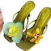 Women's Shoes French Handmade Asymmetrical Flower Sandals For Women New Style Satin Clip On Stiletto Half Slip High Heels_vogvips.com