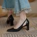 The Store Manager's Personal Choice Is Simple Yet Sophisticated~Soft Leather Fashion Hollow-out Chunky Heel Sandals With_vogvips.com