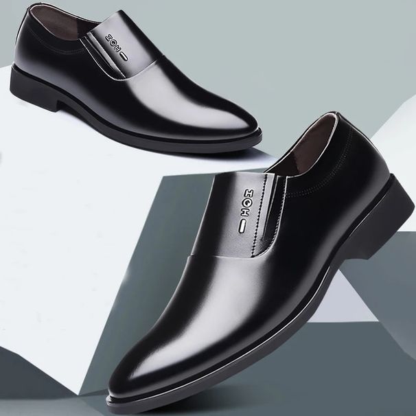Men Business Dress Shoes Spring Autumn Leisure Genuine Leather Breathable Soft Sole Invisible Elevated Anti Slip Casual 40_vogvips.com