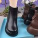 Soft Leather Marten Boots For Women, New Autumn-winter 2025 Style, Versatile, Round Toe, Thick Sole, Padded, Warm-weather Protection, Short Boots_vogvips.com