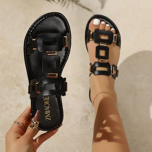New Slipper Solid Color Open-toe Set Foot Vacation Beach Flat Sandal Caual Flip Flop Summer Indoor Women Slide_vogvips.com
