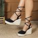 Women's Large Size Roman Style Fashion Sandals Side Hollow One Strap Wedge Suede Fish Mouth Independent Station_vogvips.com