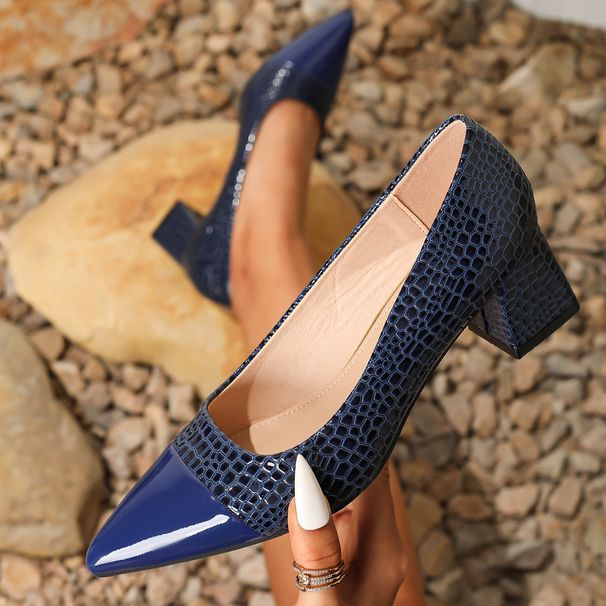 Slip-on chunky heel shoes New pointy women's high heels comfortable large size shoes_vogvips.com