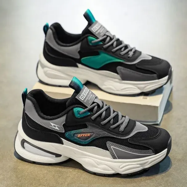 Autumn New Breathable Mesh Sports Shoes, Men's Trendy And Versatile Thick Sole Anti Slip Casual Dad Shoes_vogvips.com