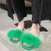 European And American Women's Furry Slippers, 2023 Summer New Model, Large Size, Outdoor Wear, One-strap Beach Sandals,_vogvips.com