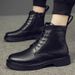 Large Size Chelsea Boots Men's Breathable Wind Pointed Fur Short Boots High Top Leather Shoes Medium Top Martin Boots_vogvips.com