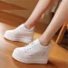 Leisure Genuine Leather White Women Breathable Sneakers Heightened Platform Casual Vulcanize S Shoes_vogvips.com