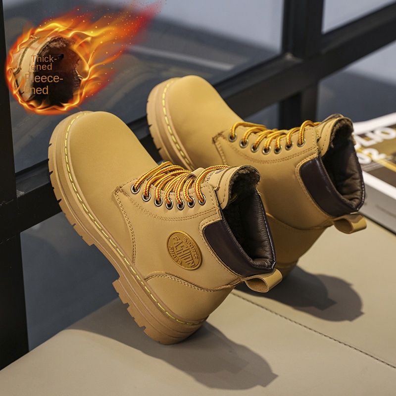 Fleece Martin Boots Cotton Shoes Small Yellow Boots Cargo Boots Boys And Girls Shoes Big Children's Fashion_vogvips.com