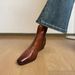 Pointed Toe Women Ankle Boots Fashion Thick Heel Slimming Short Booties Autumn Winter Soft Leather Female Shoes_vogvips.com