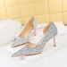 8829-A3 Style Sexy Nightclub Slim Fit High Heel Shallow Mouth Pointed Side Hollow Shining Sequin Single Shoe_vogvips.com
