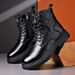 European Warm Series Men's Martin Winter Fleece Lined Warm Thickened Wool Cotton Brown High-top Leather Shoes Workwear Motorcycle Boots_vogvips.com