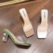 Women's Summer Slip-on 2025 New Model Square Toe Crystal Chunky Heel Transparent Sexy High-heeled Sandals For Women_vogvips.com