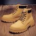 European Warm Series Men's Martin 2025 Autumn Winter Casual Korean Style Yellow With Fleece Lining Thickened Warm Leather Boots Trendy_vogvips.com
