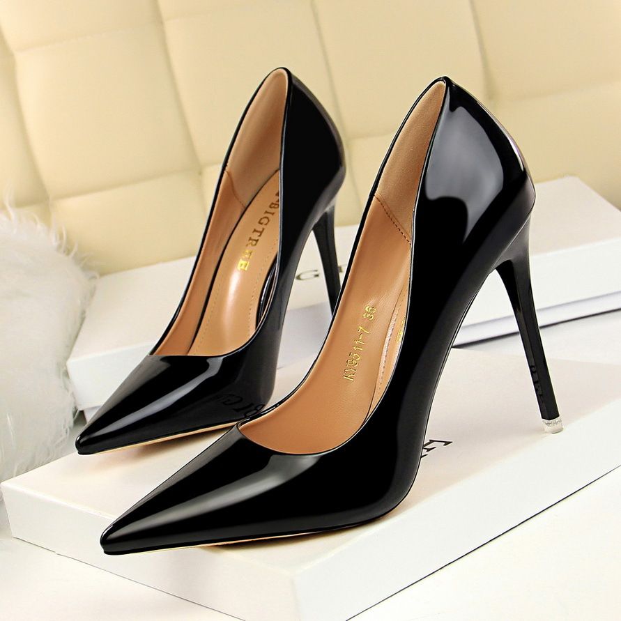 P9 European And American Style Fashion Metal Heel High Heels Women's Shoes High Heel Shallow Mouth Pointy Toe Sexy Nightclub Slimming Shoes_vogvips.com