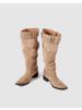 Designer With A Pointed Toe,large Shaft Circumference,high Heel,stacked Design,Retro Western Cowboy Boot,Chunky Heel,Long Shaft Boot For Women_vogvips.com