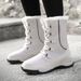 Women's Winter Snow Boots With Fleece Lining - Waterproof Rubber Sole, Cross Strap Design, High Top Warm Boots For Outdoor & Daily Wear_vogvips.com