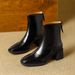 High-heeled Short Boots For Women, Slim-fit Boots, 2025 New French-style Brown Winter Boots, Women's Chunky Heel Square-toed Mid-c_vogvips.com