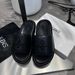 SMFK Same Style Black Balloon Furry Slippers For Women Height Increasing Thick Sole Cross Flower Wearable_vogvips.com