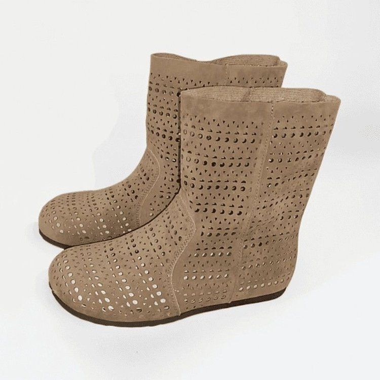 British-style Versatile Mid-calf Sandals For Women, 2026 Summer New Model, Hollow Breathable Perforated Sandals,_vogvips.com