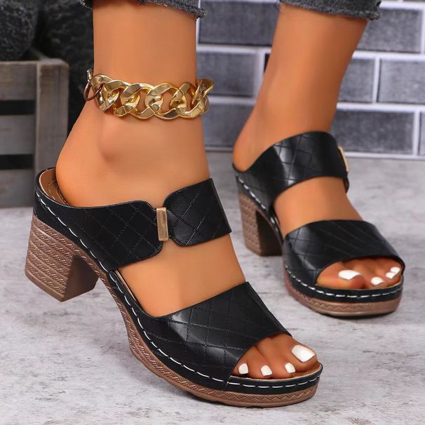 Foreign Trade European And American Style Chunky Plus Size Women's Sandals 2024 Summer New Casual High Heel Comfortable_vogvips.com
