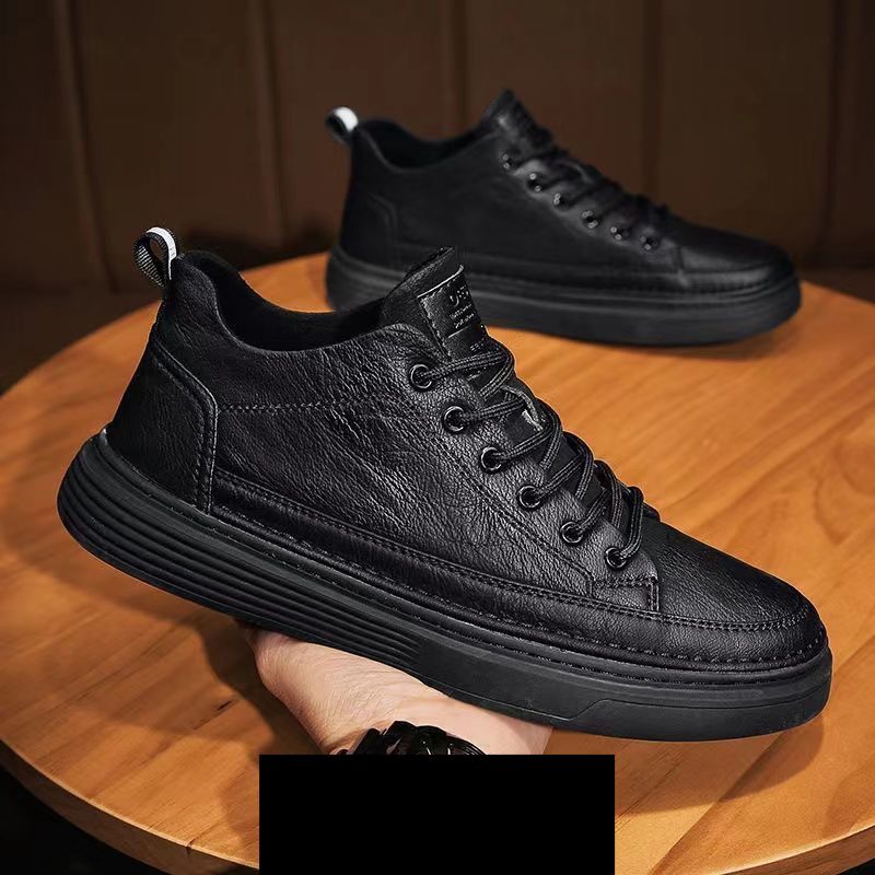 Spring Men's Shoes New Breathable Waterproof Non Slip Chef Shoes Men's Trendy All Match Black Leather Shoes Casual Shoes_vogvips.com