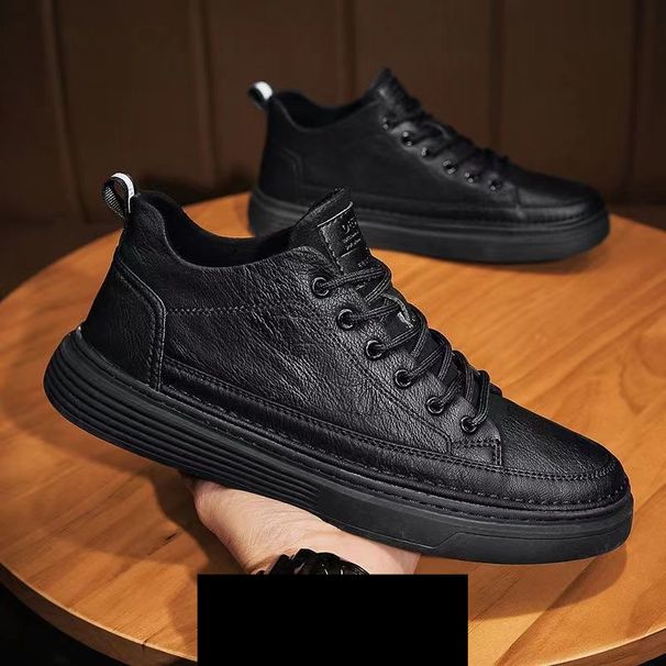 Spring Men's Shoes New Breathable Waterproof Non Slip Chef Shoes Men's Trendy All Match Black Leather Shoes Casual Shoes_vogvips.com