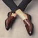 New Fashion Men's Brown Business Casual Loafer Shoes Daily Office Black Buckle Monk Men's Shoes One Foot Cover Banquet Dress Wedding Leather Shoes_vogvips.com